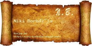 Niki Borbála névjegykártya